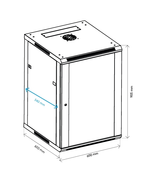 Norstone 19" Wall rack 18U Zwart - Afbeelding 5